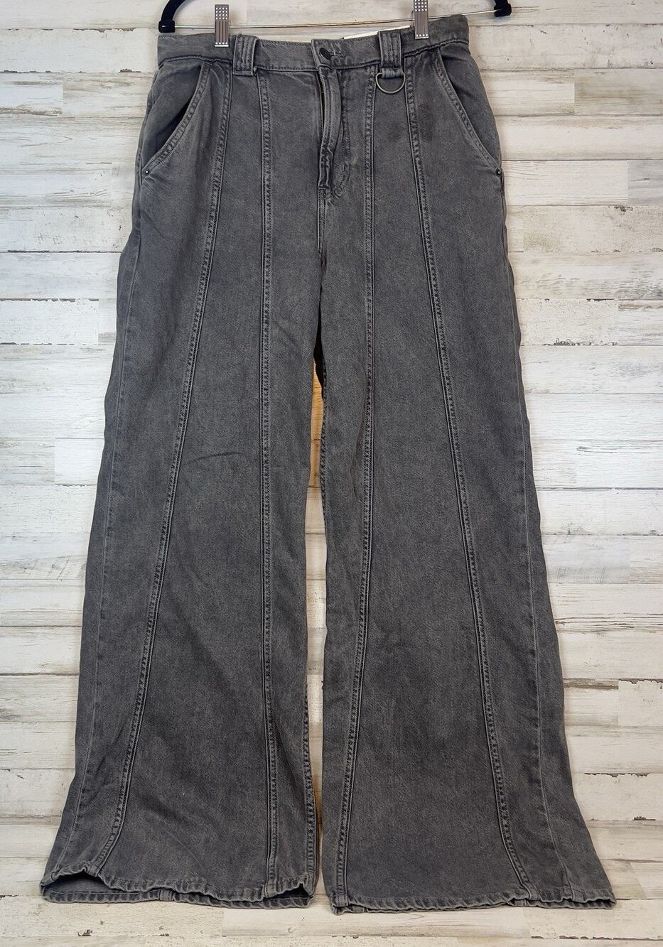 Arizona Womens 8 High Rise Wide Leg Jeans Black Eclipse Seamed D-Ring NWT